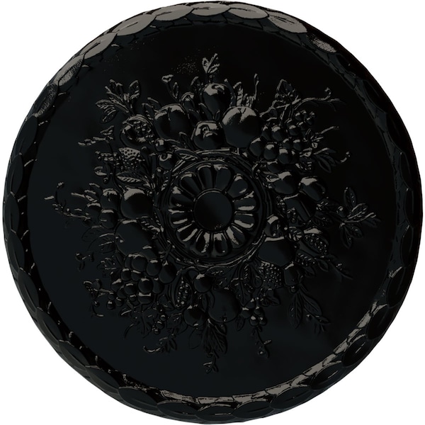 Ekena Millwork Anthony Harvest Ceiling Medallion (Fits Canopies up to 2 1/8"), 22 1/2"OD x 1 1/4"P, Black Pearl CM22ATBPS - main
